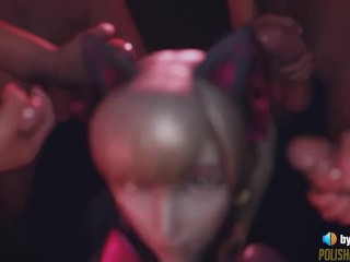 D.Va First Facial Experience (3D Animation with Sound) bukakke, hentai, anime, overwatch, cum face
