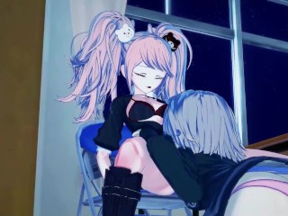 Junko Enoshima and Chiaki Nanami have lesbian sec in the library - Daganronpa Hentai