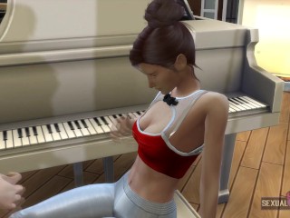 Piano Student Has Discomfort and Her Teacher Gives Her a Special Massage - Sexual Hot Animations