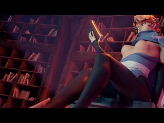 Sexy Witch Sypha Belnades from Castlevania using her Magic feet on your dick
