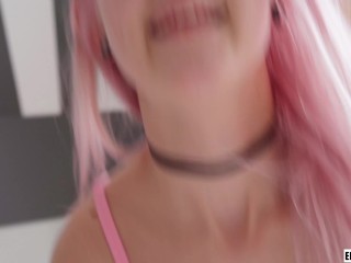 Pink hair, tight pussy, big tits and cute face - this girl deserves a creampie! - Eva Elfie
