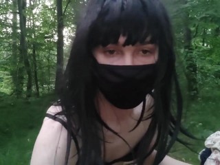 Teen sissy pissing in the forest naked