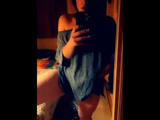 Standing watching myself rub my wet pussy until I have an intense orgasm 