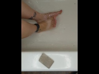 Dirty feet scrub and wash