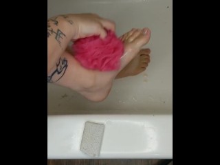 Dirty feet scrub and wash