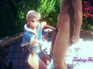 Frozen - Elsa is fucked and blowjob with creampie in her mouth and pussy