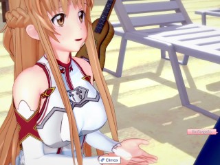 Anime Sword art online Asuna gets FUCKED on the beach.