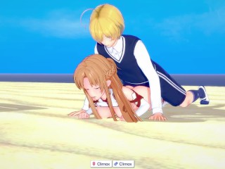 Anime Sword art online Asuna gets FUCKED on the beach.