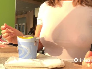 Girl flashing boobs at Mcdonalds