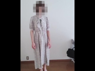 【ふたなり風・女装オナニー】女の子の洋服着てオナニーしました！