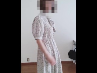 【ふたなり風・女装オナニー】女の子の洋服着てオナニーしました！