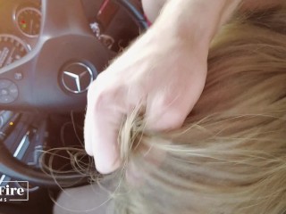 An 18-year-old blonde was voting on the road. Hot blowjob in the car - Mia Fire