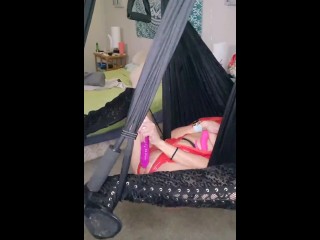 Trixie playing in her swing hoping for someone watching to cum fuck her