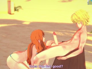 3D/Anime/Hentai, One Piece: Nami Having fun at the beach in her bikini!!