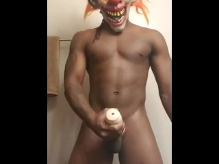 Kell Da SexBeast Fucks His Pocket Pussy and Drops Cumload With Clown Mask On