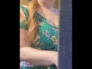 Work From Home - Redhead Touches Self During Zoom Call (Living Room)