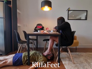 Goddess Kiffa Foot slave serve as face footstool Face footstool slave under table