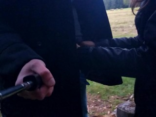 Risky Outdoor Blowjob. We were walking in the park. I saw a field. I decided to suck a dick