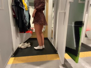 The Girl Worked out the Purchase right in the Locker Room of the Shopping Center