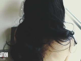 Shoe dangling with fishnets and black high heels