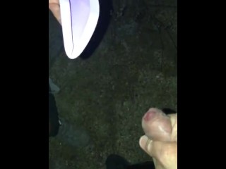 Husband & Wife stand to pee together outdoors, she uses a Go Girl / She-wee device as we peed