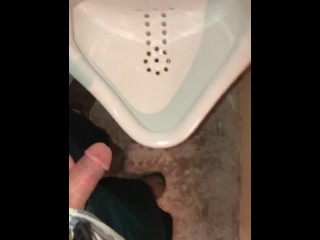 Girl Pissing into a Urinal & her Husband gets to Witness it first hand as he pisses right after her