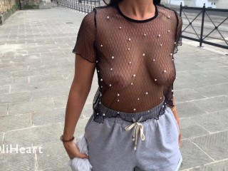 Hot girl changes her top right in the middle of the street