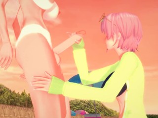 Ichika and Yotsuba - Sex on the beach 3D Hentai