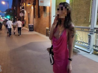 Husband dared me to keep my tits out in the busy bar district - LilyMaeExhib