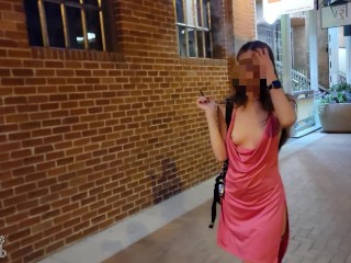 Husband dared me to keep my tits out in the busy bar district - LilyMaeExhib