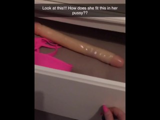 Fucking myself with moms HUGE dildo while sexting my stepbro on Snapchat PART 1