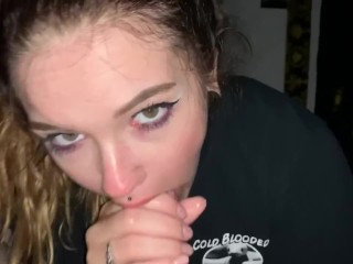 EXTREMELY SLOPPY DEEP THROAT BLOWJOB FROM 19YO STEP SISTER