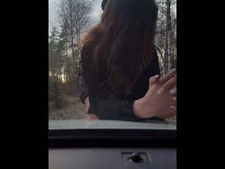 Cuckold wife getting fucked by stranger infront of her husband jerking off in car