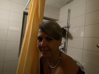 Bathroom session with cum and piss drinking