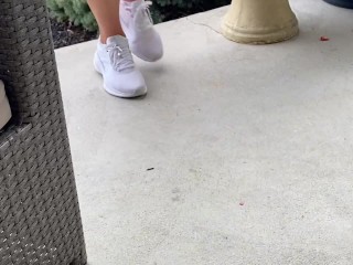 FIT AMERICAN MILF SWEATY SOCK AND SHOE REMOVAL- OUTSIDE