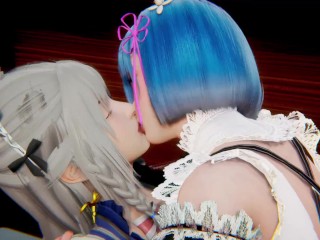 High School DxD + Re:Zero - Grayfia Lucifuge x Rem - Maid Futa Sex (1/3)