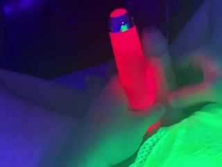 Almost 2 hour long Jerk Session in new Sexy Laundre UV lighting black light hot golden shower Piss