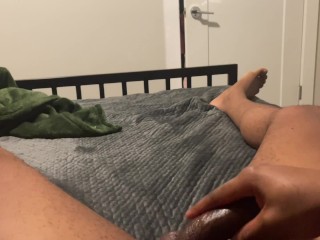 Stepsister Catches on Stepbrother Stroking Black Dick in Her Bed and Helps Him.