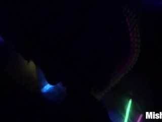 Petite, spinner, black light,  oral and doggy style fucking