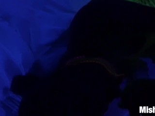 Petite, spinner, black light,  oral and doggy style fucking