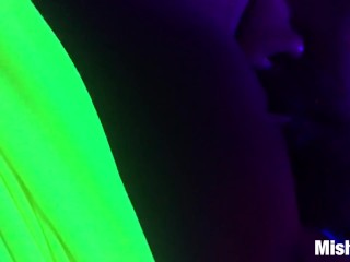 Petite, spinner, black light,  oral and doggy style fucking