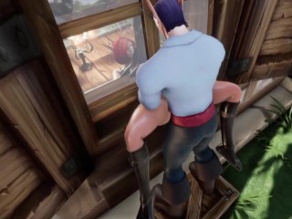 Elf Thieve Stuck on a Window  Warcraft Hentai Parody