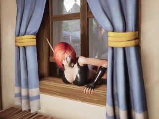 Elf Thieve Stuck on a Window  Warcraft Hentai Parody