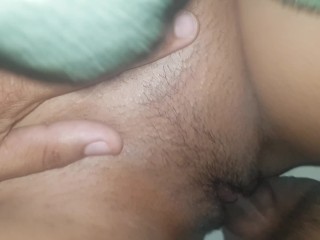 He punched his dick in the naughty wife's pussy and cum inside