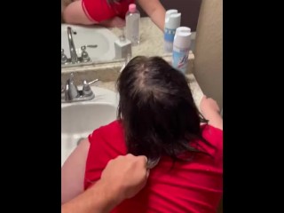 Fucked this girl in the bathroom at her parent’s house.