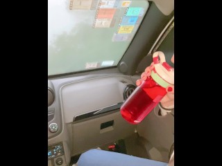 drinking pee in the car with my friend belle amore, on the public highway, more than 1 liter