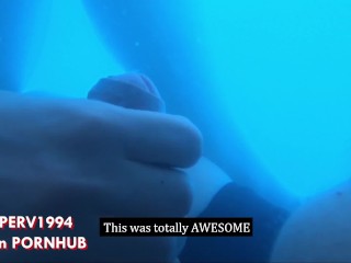 REAL STRANGER GIRL (!!) at SPA gives crazy HANDJOB underwater to BULGE flasher! Public pool cumshot