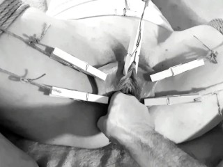 Kinktober day 7: CLAMPS KINK - Uncontrollable nonstop orgasm tied up and clamped!