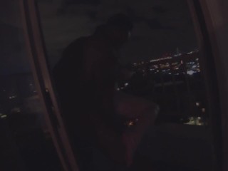 Naughty Hotwife takes BBC on hotel balcony over Dallas freeway!