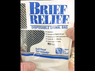 Behind the scenes: Demonstration of the Brief Relief Disposable Urinal Bag Kit, Urine Gels Instantly